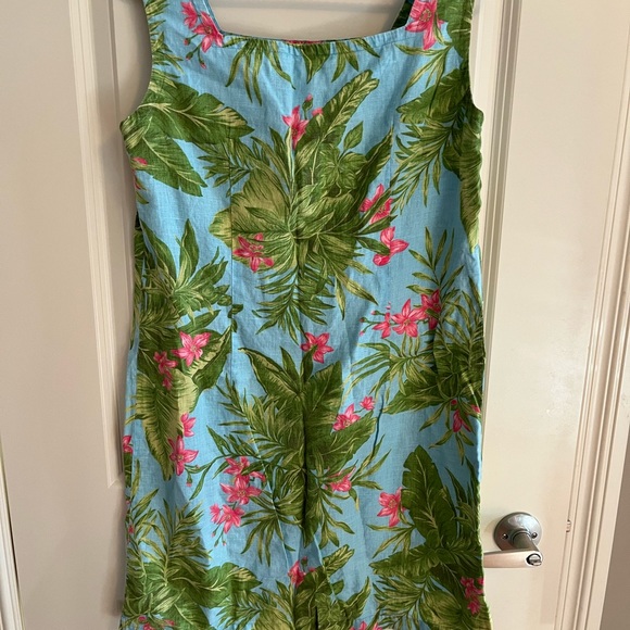 Jones New York 100% Linen Hawaiian Floral Dress 10 - Picture 2 of 4